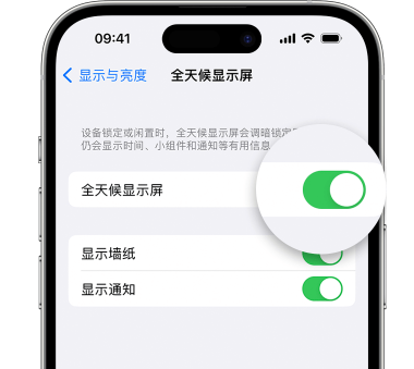 上蔡苹果15预约维修分享iPhone15如何设置全天候显示屏幕可见 